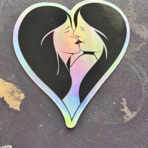 Sapphic kiss heart sticker