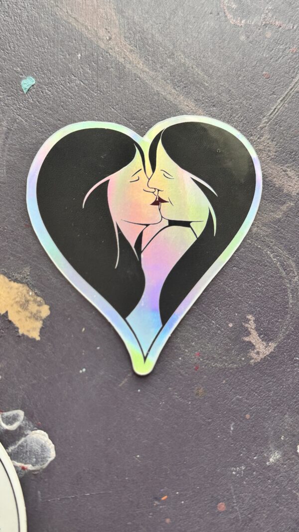 Sapphic kiss heart sticker